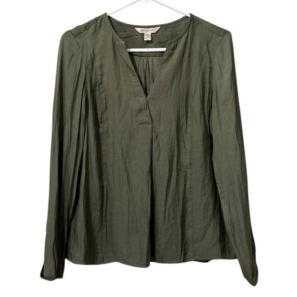 Banana Republic Women Blouse Shirt Size XS Long Sleeve Polyester V‎ Neck Career